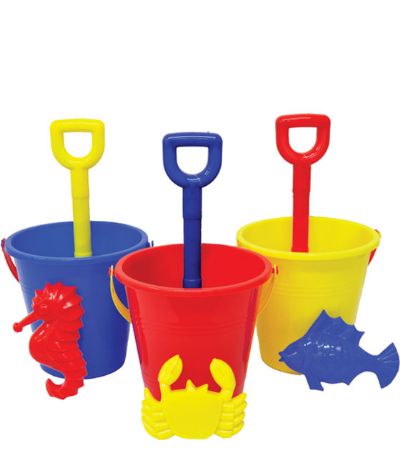 Small Round Bucket Set With Mould And Spade, Assorted Picked Art Random