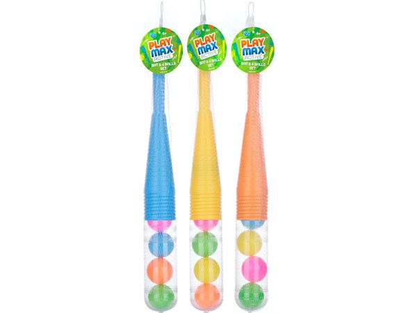 Play Max Active- 60cm Plastic Bat and 4 Balls